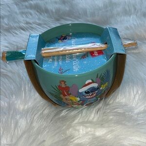 🆕Disney Lilo and Stitch Ceramic Santa Stitch Bowl with Chopsticks Ramen Bowl